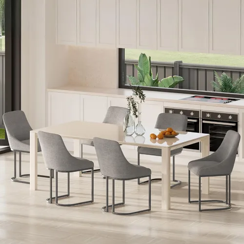 Vista 12 de COLAMY LUMA - Juego de 2 sillas de comedor de tela tapizada con patas de metal y cojín acolchado, sillas laterales sin brazos para comedor, cocina