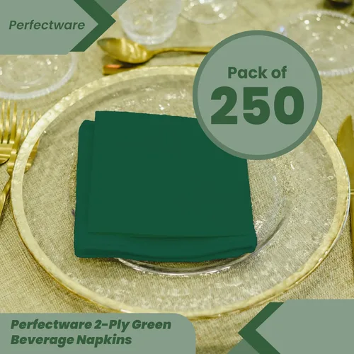Vista 2 de Perfectware - Servilletas para bebidas de 2 capas, color verde cazador - paquete de 250