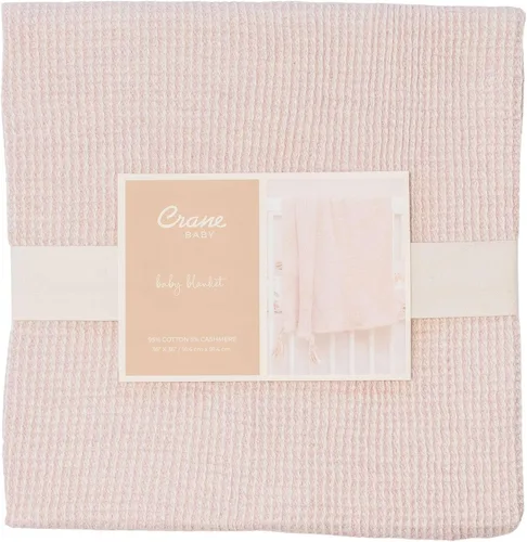 Vista 5 de Crane Baby Dusty Rose Luxe - Manta de algodón suave para guardería y cochecito de bebé, algodón y cachemira, 36 x 36 pulgadas