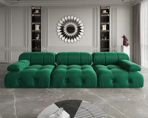 Vista 25 de JACH - Sofá modular convertible de 104 pulgadas, sofás minimalistas de terciopelo de mediados de siglo, sofá ancho de 3 asientos moderno de lujo