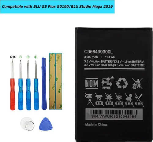 Vista 3 de C956439300L - Batería de repuesto compatible con BLU G5 Plus G0190 BLU Studio Mega 2019 S0510UU con kit de herramientas