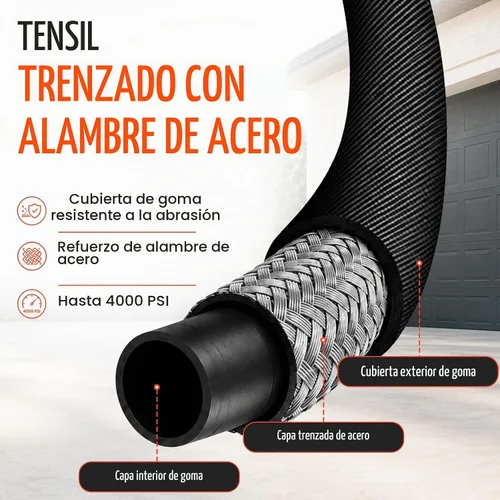 Vista 3 de YAMATIC Manguera para lavadora a presión de 50 pies, alambre de acero trenzado, 4000 PSI Negro