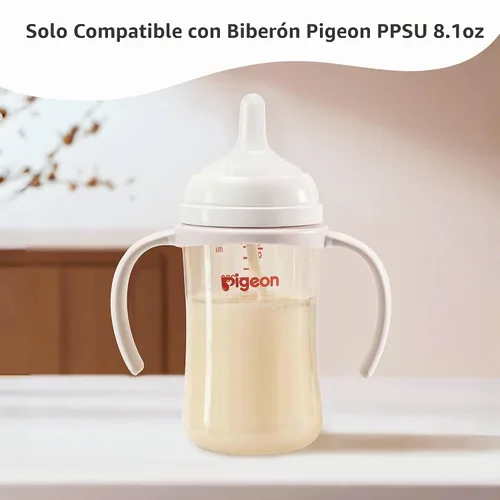 Vista 2 de PIGEON Asas para Biberón de Bebé Botellas PPSU 8.1 Oz, Fácil de Sostener para las Manos del Bebé, 1 Paquete (Gris) Fácil de sostener