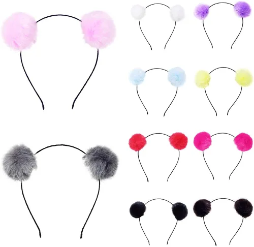 Vista 6 de BAOBAO - Diadema de pelo sintético y esponjoso, orejas de gato, diseño de panda