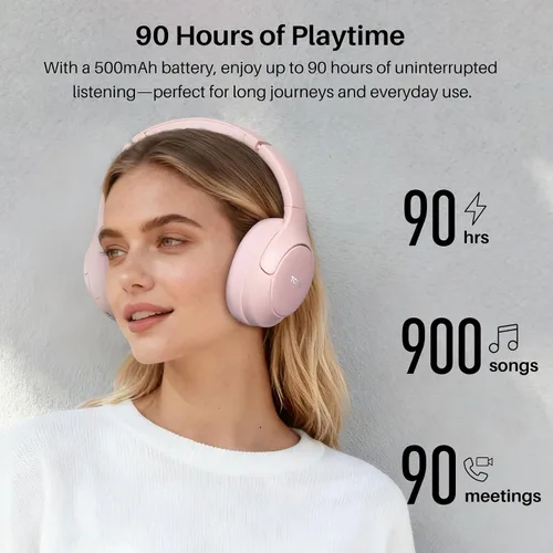 Vista 3 de TOZO Auriculares híbridos HT3 con cancelación de ruido, audio espacial AI Chat con 5 micrófonos, reloj inteligente S8 AMOLED para mujer, pantalla a
