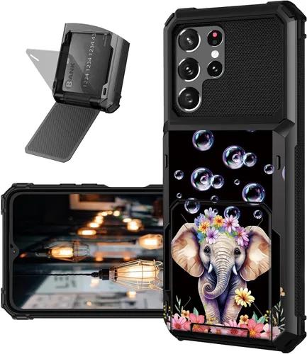 Vista 34 de Funda tipo cartera para Samsung Galaxy S22 Ultra con ranura para tarjetero, funda con tapa híbrida de doble capa, resistente, a prueba de golpes