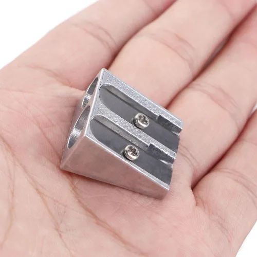 Vista 6 de 1/5 sacapuntas, sacapuntas de metal de mano con agujeros dobles, mini afilador de lápices para niños, lápices afiladores para escuelas, oficinas