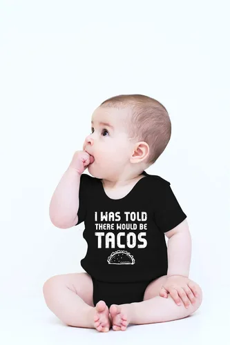 Vista 6 de CBTwear Body de bebé con texto en inglés "I Was Told There Would Be Tacos" - Lindo mameluco de humor unisex para recién nacidos