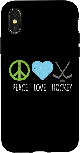 Vista 4 de Funda para iPhone 14 Peace Love Ice Hockey Cool Player Goalie Hippie Hombres Mujeres