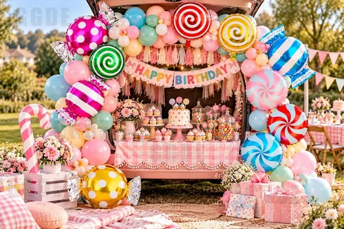 Vista 5 de Juego de globos de caramelo dulce con temática de remolino, globos