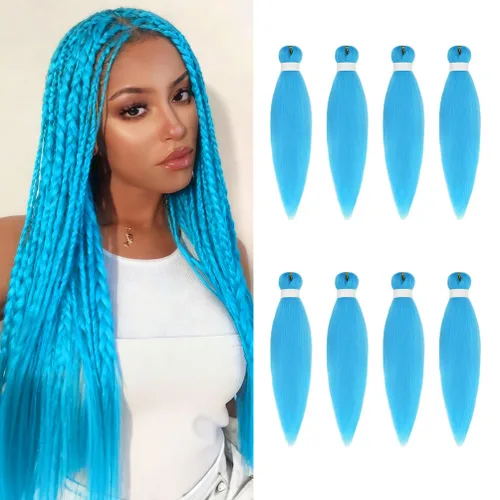 Vista 13 de 8 paquetes de extensiones preestiradas - 16 pulgadas de cabello trenzado premium, 55G/paquete, sin picazón, fijación en agua caliente, textura Perm