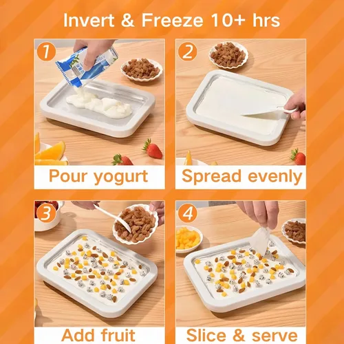 Vista 4 de Máquina para hacer helados enrollados, sartén para puntos dulces, plato frío instantáneo, ideal para hacer helado enrollado, suave para servir