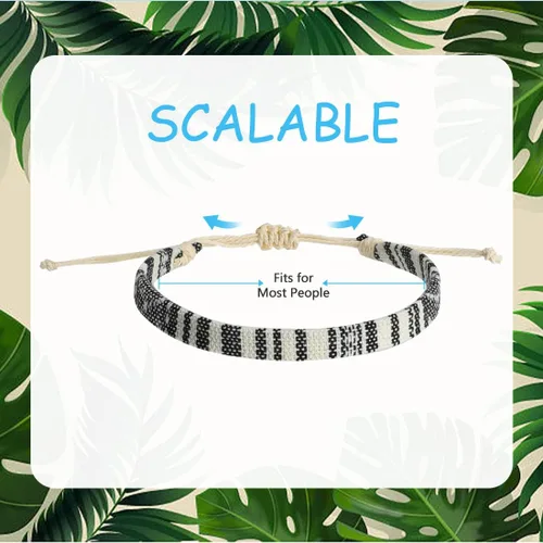 Vista 7 de Conjunto de pulseras de playa para hombres y mujeres, pulseras para hombres, pulseras bohemias hechas a mano, pulseras envolventes de joyería