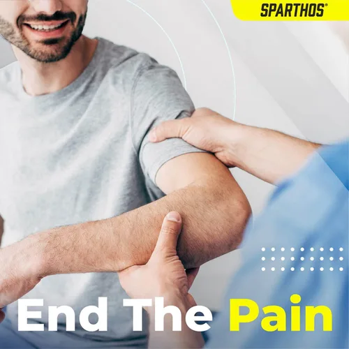 Vista 2 de Sparthos - Par de coderas de compresión, para tenis y golf, para hombre y mujer, fabricadas con una innovadora mezcla elástica transpirable