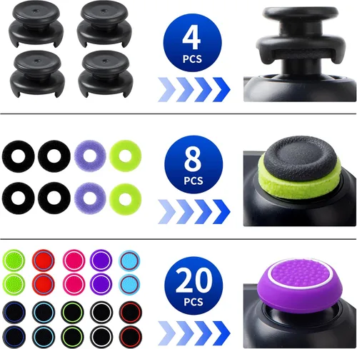 Vista 3 de Accesorios de control para PS5 Pulgar Grips Tapas de joystick con extensor de pulgar alto, cubiertas de repuesto para joystick, anillos de precisión