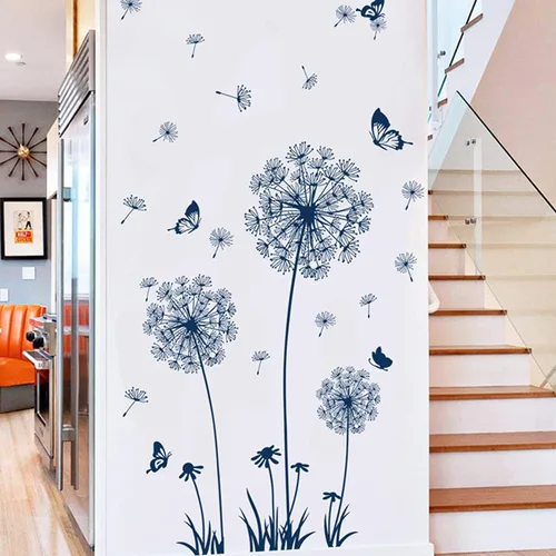 Vista 7 de Arawat 2 Juego de Calcomanías de Diente de León para Pared Pelar y Pegar Calcomanías de Pared de Diente de León Azul Adhesivos de Pared Florales