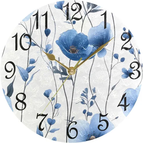 Vista 22 de Reloj de pared rústico retro con puerta de granero de madera, marrón, azul, funciona con pilas, silencioso, sin tictac, 10 pulgadas, reloj de mesa