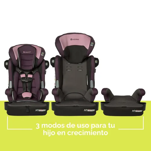 Vista 3 de Baby Trend Hybrid SI 3 en 1 - Asiento de coche con refuerzo de combinación con protección contra impactos laterales, Dash Orchid