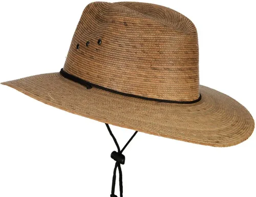 Vista 2 de Sombrero Fedora de ala grande con trenza de palma para hombre Dk Palm
