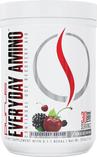 Vista 8 de Purus Labs Everyday Amino BCAA Powder Aminoácidos para hidratación y recuperación muscular Sin azúcar y sin gluten 30 porciones (cereza mora)