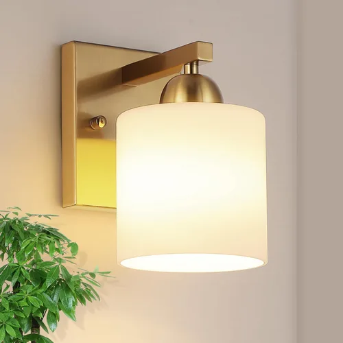 Vista 8 de Mecgirn Luces de tocador de vidrio de leche de acero inoxidable para baño, 2 lámparas cromadas de baño sobre espejo, enchufes E26 de cerámica