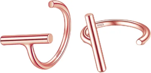 Vista 7 de CHIC & ARTSY Aretes de medio aro de plata de ley 925 para mujer, juego de aros pequeños con barra de bola, estrella, luna y perla, ligeros, ajuste