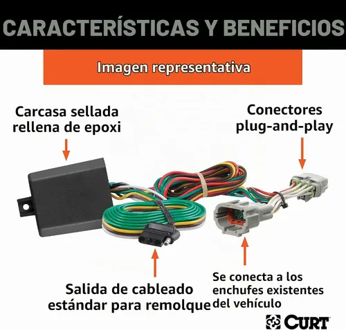 Vista 2 de CURT 56473 Arnés de cableado de remolque personalizado de 4 pines para el lado del vehículo, se adapta a selectos Jeep Grand Cherokee, L