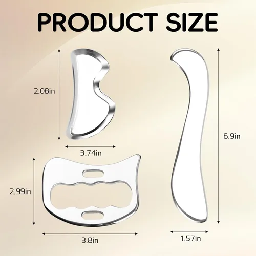 Vista 6 de Herramienta médica de raspador muscular Gua Sha de acero