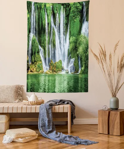Vista 28 de Lunarable Tapiz de los años 90, historia inspirada en el arte pop, ilustración temática de baile de celebración, decoración de tela para colgar