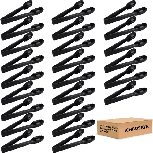 Vista 7 de Pinzas de plástico para cocina, juego de utensilios desechables, 12 piezas, pinzas de ensalada festoneadas de 9 pulgadas resistentes