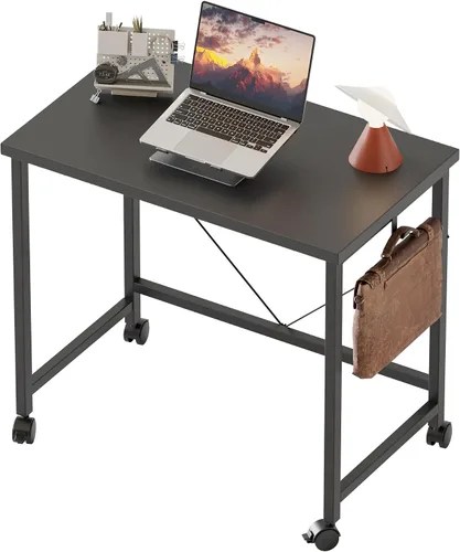 Vista 58 de Mericonia Escritorio de computador, escritorio de juegos para espacios pequeños, mesa moderna de estilo simple para oficina en casa, mesa de estudio