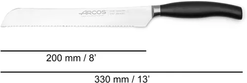 Vista 3 de ARCOS Cuchillo de pan de acero inoxidable de nitrum dentado de 8 pulgadas y hoja de 7.874 in. Cuchillo de cocina. Mango ergonómico POM