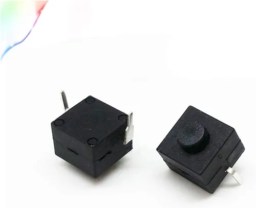 Vista 2 de Industrial Switches 5pcs Small Micro self Locking Small Micro self Locking 8 * 8 * 8.4 2 feet wit 2 feet with Lock Light Touch Switch Button Black