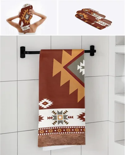 Vista 7 de Juego de 3 toallas de baño del suroeste, toallas de baño occidentales, suaves y absorbentes, decoración del suroeste para toallas de baño, juego