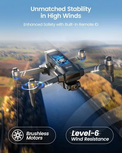 Vista 3 de Holy Stone HS600 - Drones con cámara para adultos con cardán de 2 ejes 4K EIS, ID remoto integrado, transmisión de rango de 6096 metros, dron