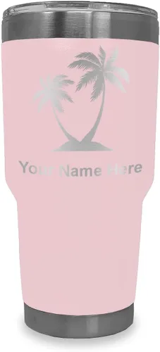 Vista 17 de LaserGram Vaso aislado al vacío de 20 onzas, palmeras, grabado personalizado incluido (negro)