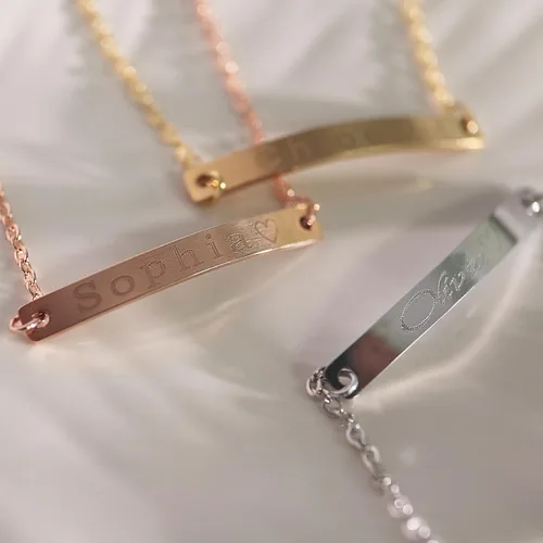 Vista 7 de Customized Name Bar Anklet 16K Plated Gold Rose Gold Silver Valentine's Day Wedding Chrisams Bridemaids Gift Personalized gift