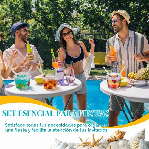 Vista 6 de Willinglong Juego de 20 cubos de plástico transparente de 16 onzas para bebidas con pajitas, tapas y jeringas para bebidas, tazas de café helado
