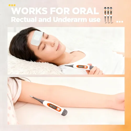 Vista 3 de TrelaCo 10 piezas Termómetro para adultos Termómetro digital oral para fiebre Temperatura basal del cuerpo Lectura rápida Punta flexible