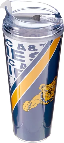 Vista 50 de Rico Industries Taza acrílica NCAA estándar de 24 onzas con tapa con bisagra, taza de doble pared oficialmente licenciada con pajita