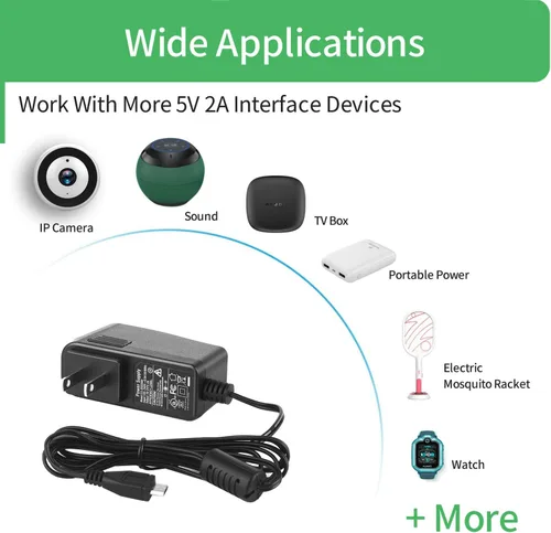 Vista 3 de Cargador de pared micro USB de 5V 2A, adaptador de fuente de alimentación micro USB AC/DC 5V para Raspberry Pi Zero, Kindle Paperwhite, Echo Dot