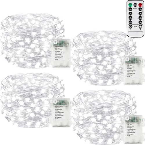 Vista 24 de Guirnalda de luces LED enchufables de 33 pies, impermeable, para exteriores e interiores, 8 modos con temporizador, luz de Navidad, decoración