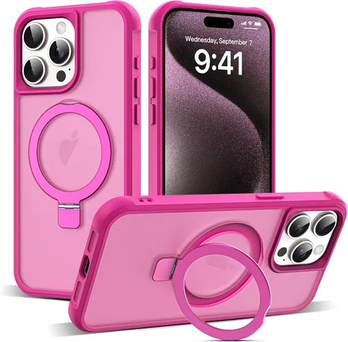 Vista 18 de SKYLMW - Funda compatible con iPhone 11 de 6.1 pulgadas, con soporte magnético invisible tipo anillo, funda translúcida de grado militar, compatible