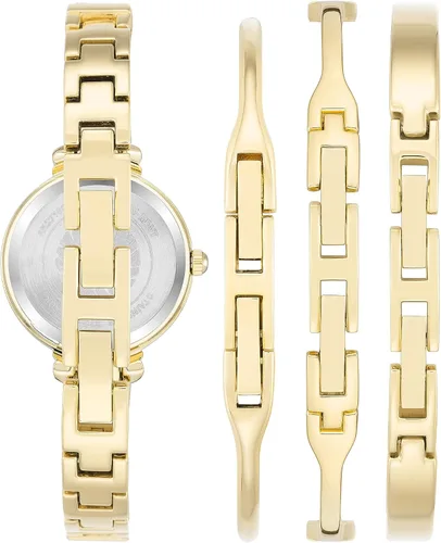 Vista 3 de Anne Klein Juego de reloj de pulsera con detalles de cristal prémium para mujer