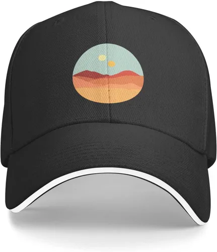 Vista 6 de RUAPIA-Two-Suns-Trucker-Hat, Baseball Cap Dad Hats for Men Women Black