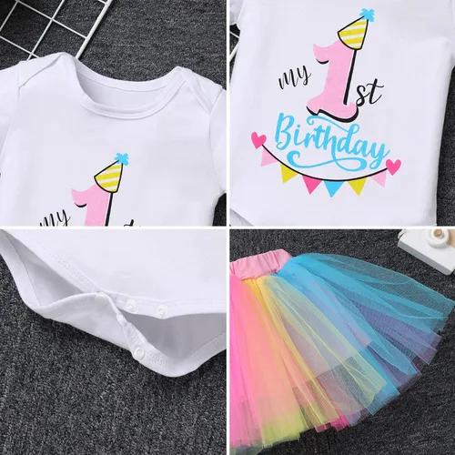 Vista 5 de ODASDO Baby Girl - Juego de 3 tutú, 3 unidades, para fiesta de cumpleaños