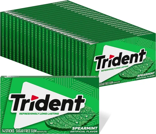 Vista 18 de Trident Chicle de menta verde sin azúcar, a granel, 24 paquetes de 14 piezas (336 piezas en total)