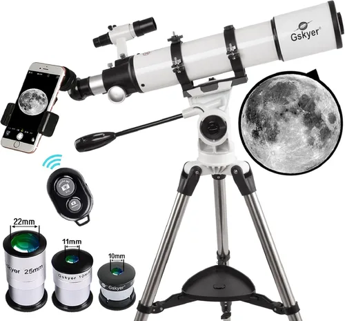 Vista 9 de Gskyer Telescopio, 2.756 in Apertura 15.748 in AZ Mount Astronómico Telescopio de refracción para niños principiantes - Telescopio de viaje