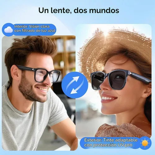 Vista 6 de PAXA Gafas de audio inteligentes con tintado automático S7Ultra con soporte