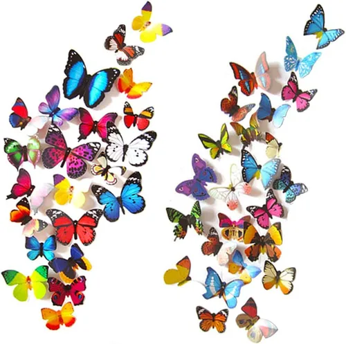 Vista 8 de 43 calcomanías de pared de mariposas 3D para decoración de murales, calcomanías removibles para la decoración del dormitorio en el hogar